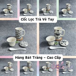 Cốc Lọc Trà Gốm Sứ Bát Tràng Vẽ Tay Thủ Công Dung Tích 400ml (Tặng Thìa)