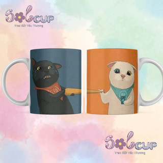 Cốc Sứ, Ly Sứ Couple Mèo, Quà Tặng Cute Dễ Thương Dành Cho Các Cặp Đôi