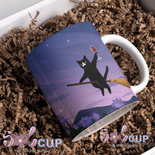 Cốc Sứ In Hình Mèo Dễ Thương ( In Hình Theo Yêu Cầu ) - Cốc Có Quai Cầm Dung Tích 400ml Solcup