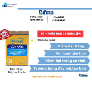 Men vi sinh bifina nhật bản loại ex hộp 60 gói dành cho người viêm đại tràng, đau bụng, tiêu chảy, ăn uống kém.