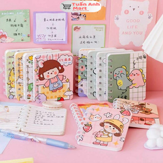 Sổ lò xo mini A7 có dòng kẻ họa tiết dễ thương 80 trang