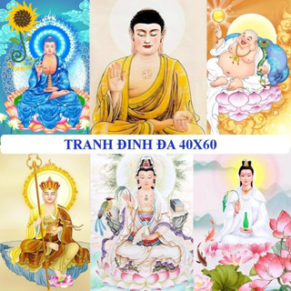 Tranh Đính Đá 5D, Tranh Gắn Đá Hình Phật Có Đầy Đủ Dụng Cụ Cơ Bản Và Đầy Đủ Đá Để Hoàn Thành Tranh -  Kích Thước 40x60cm