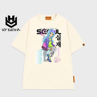 Áo thun Localbrand HY KOREA In hình Girl Seul 2121 Tay Lỡ unisex phom rộng vải cotton