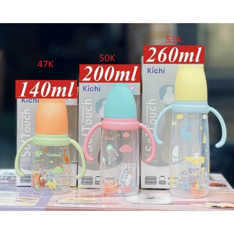 BÌNH SỮA CỔ HẸP KICHI 140ML,200ML,260ML.