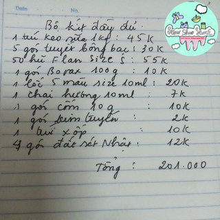 Combo nguyên liệu làm slime cho khách 200k
