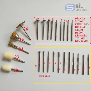 Mũi cắt, mũi mài nhỏ cốt 2.35mm siêu mỏng | lưỡi cắt ốc toét hay chuổi đánh gỉ làm sạch đến nỉ đánh bóng đều có luôn