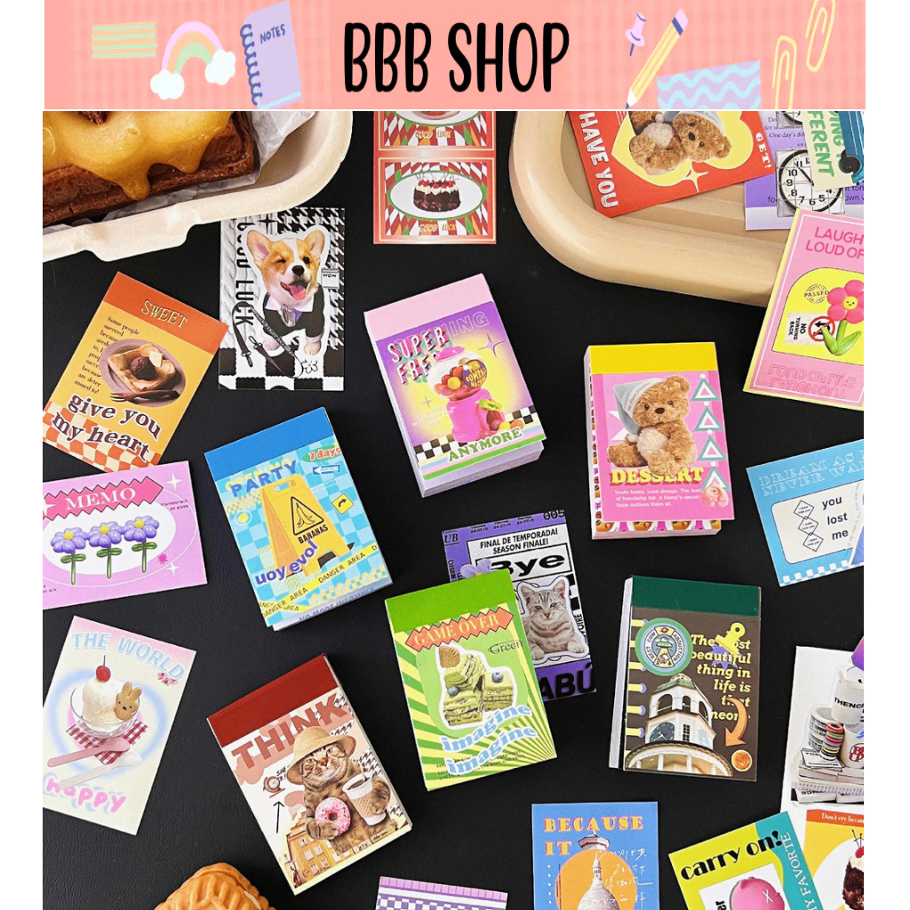 Sổ sticker có keo tự dán - Sticker xé- tiện lợi sử dụng- Trang trí Sổ- Bullet journal - Fibi card