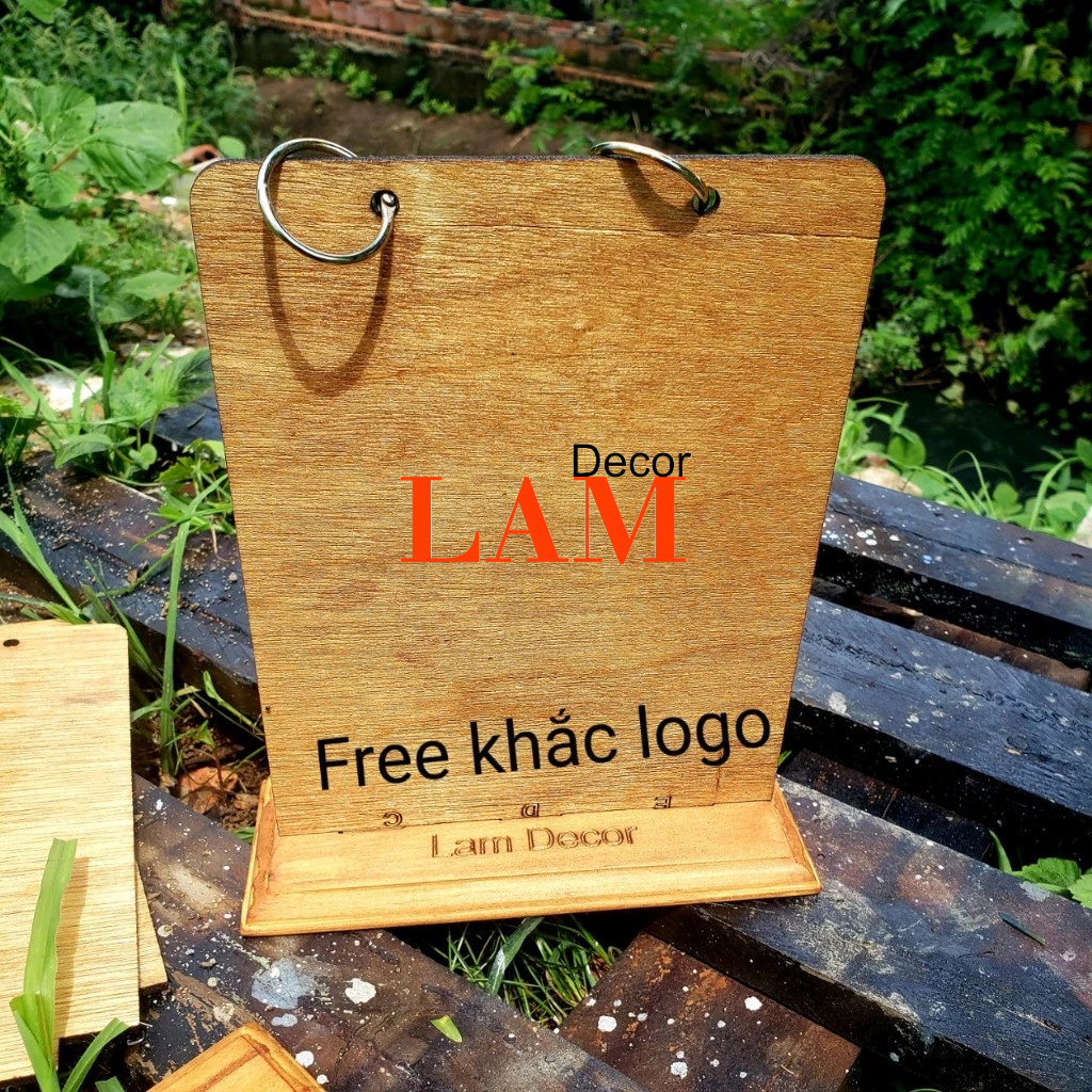 Standee Đế gỗ Menu để bàn có khoen tròn - Free Logo