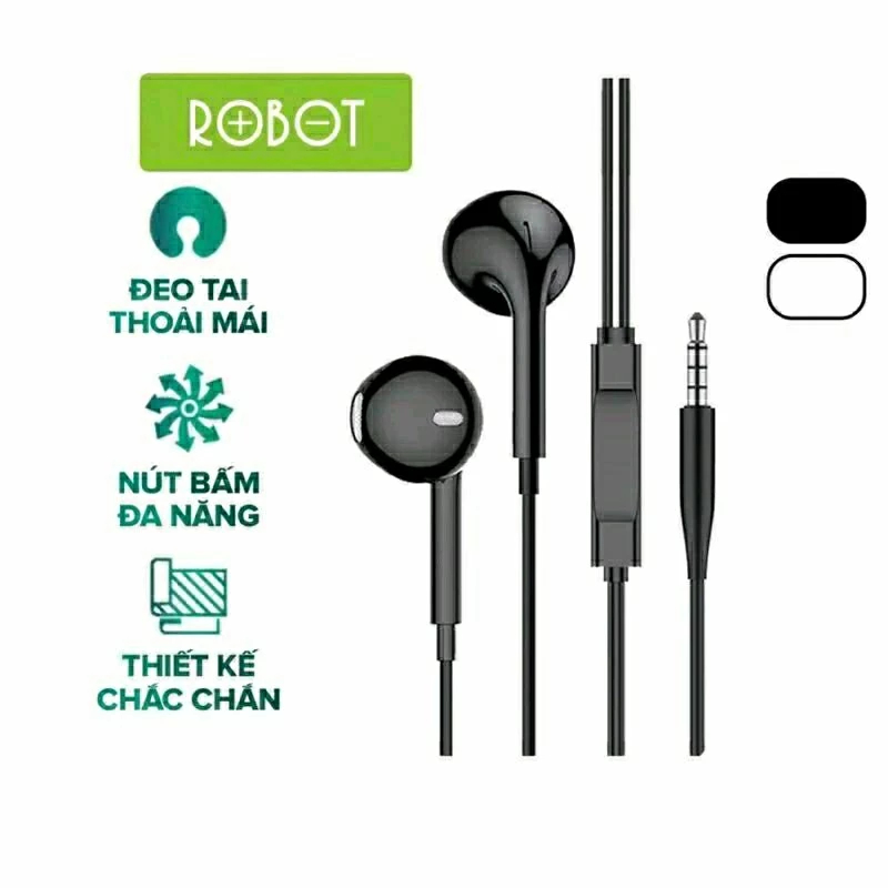 Tai nghe ROBOT RE10 cổng 3.5mm có micro hàng chính hãng (áp được mã live xtra 50% lúc 0h/11h/12h/20h/22h)