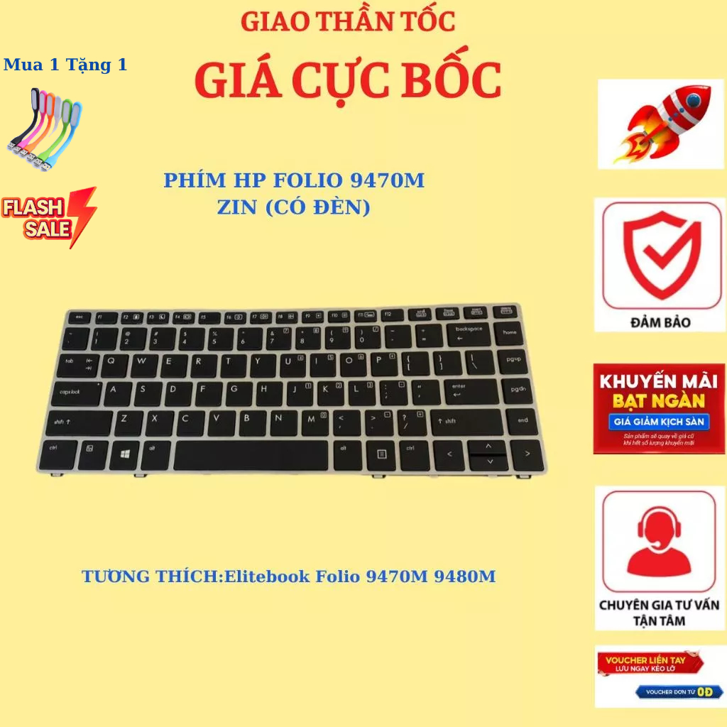Bàn Phím Laptop HP FOLIO 9470M 9470M 9480M Zin Có Led Cao Cấp Bảo Hành 6 Tháng