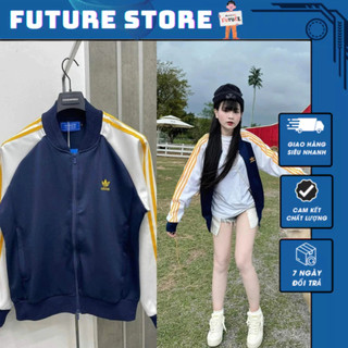Áo khoác bomber nỉ đát bản vàng xanh mới nhất 2023_áo bomber nam nữ a di đát chất vải nỉ umi tàu