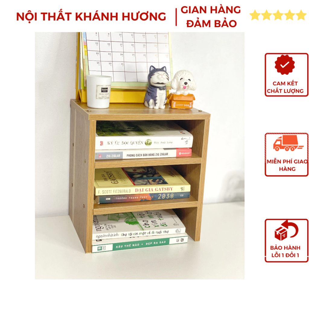 KỆ SÁCH ĐỂ BÀN 3 TẦNG MÀU GỖ