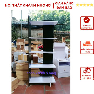 KỆ SÁCH LẮP GHÉP 5 TẦNG MÀU MIX ĐEN TRẮNG