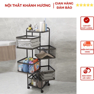 Kệ Đa Năng - Kệ Sắt Vuông Xoay 360* - Chất Liệu Thép Không Gỉ Có Bánh Xe Di Chuyển Hàng Xuất Khẩu