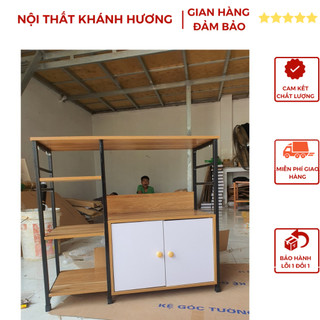 Kệ Nhà Bếp - Kệ Để Lò Vi Sóng Khung Sắt Sơn Tĩnh Điện Sàn Gỗ MDF Cao Cấp