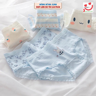 Sét 5 quần lót cute thỏ xanh cotton mềm mại từ 45-58kg Quần Chíp nữ