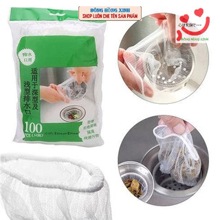 Combo 100 túi lọc rác thông minh túi lọc rác bồn rửa chén, dụng cụ gắp rác thông cống