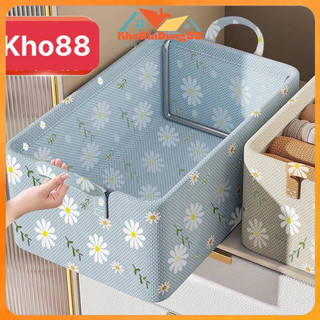 Hộp khung sắt hoạ tiết Hoa Cúc xanh vàng dễ thương đựng quần áo ,tất vớ , đồ lót,chăn màn đa năng,tiện lợi( 47x28x20cm )