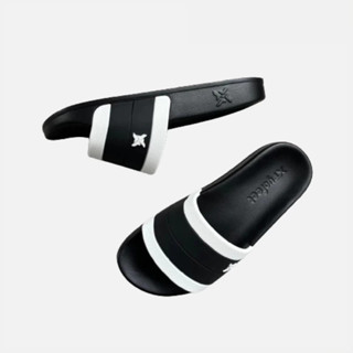 Dép lê nam nữ quai Choice XT15 QUAI ĐEN TRẮNG SAO TRẮNG CHÉO GÓC