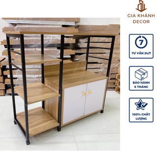 Kệ Nhà Bếp - Kệ Để Lò Vi Sóng Khung Sắt Sơn Tĩnh Điện Sàn Gỗ MDF Cao Cấp