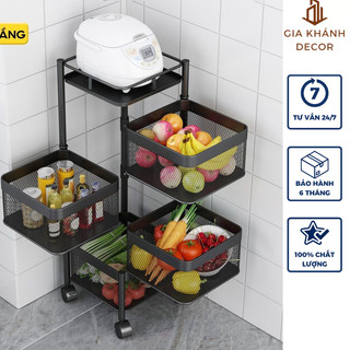 Kệ Vuông Xoay Đa Năng ⚡️FREE SHIP⚡️Kệ Rau Củ Quả 3/4/5 Tầng Có Bánh Xe Di Chuyển.