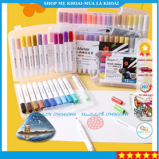 Bộ bút màu Acrylic Marker Giorgione 12/24/36/48 Màu Chuẩn, dùng để vẽ vải/giày/tường/giấy/da/ly