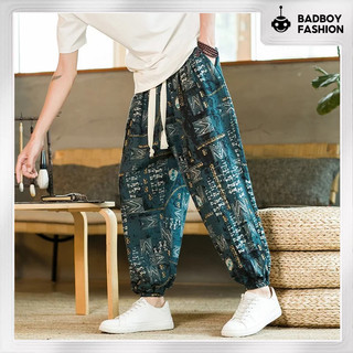 Quần ống rộng Badboy phong cách độc lạ họa tiết thổ cẩm Trung hoa- Q17