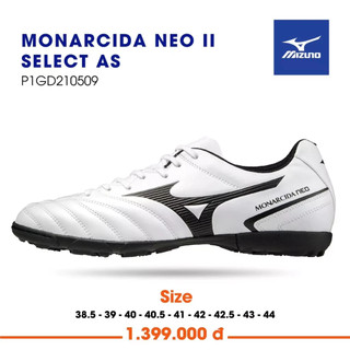 Giày đá bóng Mizuno Monarcida Neo II Select As Trắng Viền Đen- Ảnh thật ở cuối