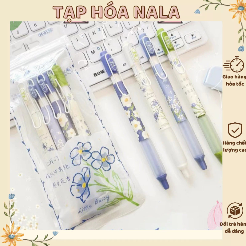 Bút Gel Bấm MURA LITTLE DAISY chính hãng đáng yêu Mực Nước Đen Ngòi 0.5mm