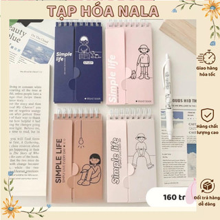 Sổ tay 160 trang moka simple life basic sổ lò xo học từ vựng mini
