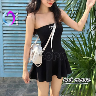 (XẢ HÀNG) Đầm ỐNG DÁNG XÒE Đính Nơ Nữ Chất Thun Gân BM140, Váy Ôm Body Dáng Ngắn Kiểu Gợi Cảm Sexy OWL CORNER