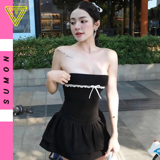 Đầm Ống REN CÚP NGỰC Đính Nơ Nữ Chất Thun Gân, Đầm Dáng Ngắn Kiểu Ôm Body Gợi Cảm Sexy