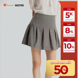 Váy MAYBI caro xám xếp ly Jeny Skirt
