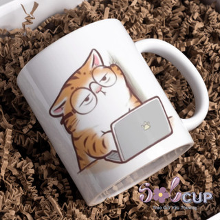 Cốc Sứ Uống Nước, Ly Sứ In Hình Mèo Cam Cute Dễ Thương Độc Lạ, Quà Tặng Ý Nghĩa