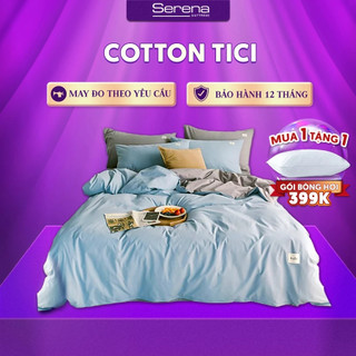 Bộ chăn ga gối đệm 5 món cotton trơn phối màu cao cấp serena mattress bộ vỏ chăn drap ga ra gối nệm đệm phủ trải giường