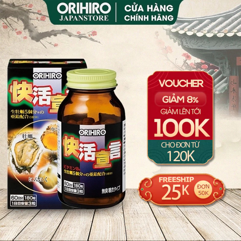 Viên uống tinh chất hàu tươi tỏi nghệ Orihiro 180 viên, Orihiro vivacity