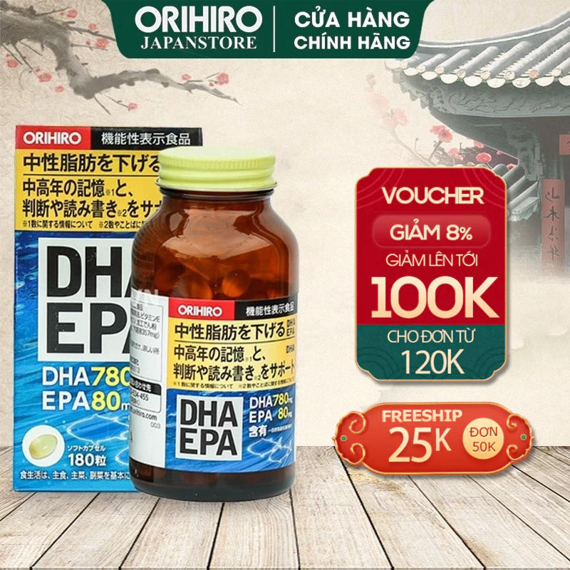 Viên uống bổ não DHA EPA Orihiro 180 viên