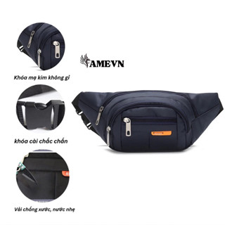 Túi đeo chéo, túi đeo bụng nam nữ FAMEVN - TC03  vải Canvas, túi thiết kế có 4 ngăn.