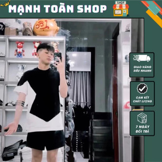 Áo phông nam nữ nửa đen phối trắng sắc nét - áo thun nam nữ - áo đôi nam nữ