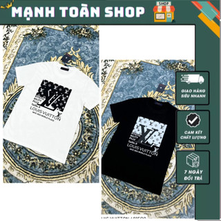 Áo phông nam nữ lờ vê họa tiết logo ô vuông lờ vê ngực phối logo nhỏ siêu nét - áo thun nam nữ lờ vê ô vuông siêu nét