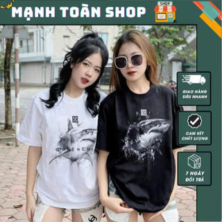 Áo phông nam cá mập biển sâu phối logo hãng siêu ngầu - áo thun nam nữ gờ ven chy cá mập siêu chất