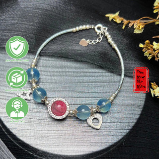 Vòng Tay Đá Tường Vy Mix Aqua - Cham Bạc