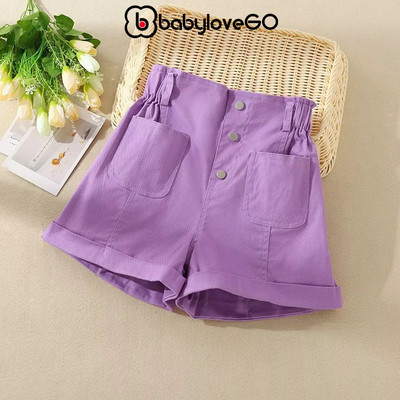 Quần đùi bé gái BabyloveGO quần short kaki dáng chữ A cạp chun co giãn thoải mái QT007