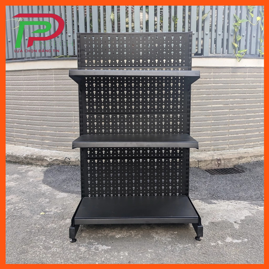 Kệ siêu thị đơn (1 mặt) Dài 70 x Rộng 35 x Cao 120 x 3 tầng, kệ siêu thị màu đen