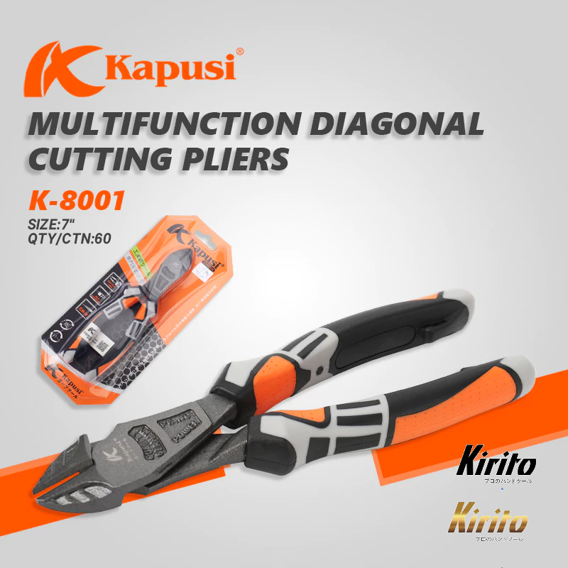 Kìm cắt đa năng công nghiệp Nhật Kapusi JAPAN 7.5inch/ 190mm thép CR-V cao cấp k8001