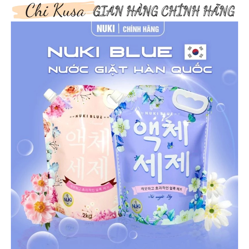 Chính Hãng Nước Giặt Nuki Blue Hàn Quốc Sạch Sâu Thơm Lâu Hương Thơm Dịu Nhẹ 2kg