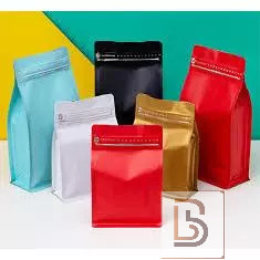 [1kg/size - KHÔNG VAL] túi zipper 8 cạnh đáy vuông đựng cafe- màu đỏ- màu đen - màu trắng, Bạc, Đồng
