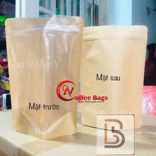 [1kg/SIZE] túi zipper đáy đứng 1 mặt giấy 1 mặt trong/Túi ghép giấy, đựng thực phẩm/bánh mứt