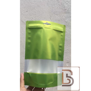 - túi zipper cửa sổ tràn màu xanh lá