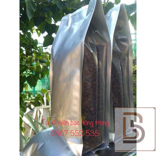 [1kg/size] túi cafe 4 cạnh bạc hông trong - màu bạc